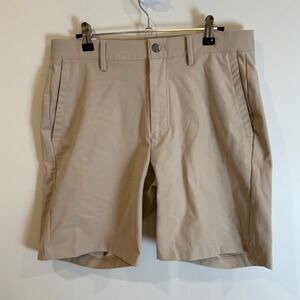 RHOBACK Mens Size 32 Khaki Golf Shorts Performance Stretch Chino Flat Front